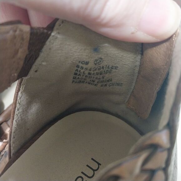 Maurices sandals Womens 10M brown braided faux leather straps wedge heels - Picture 6 of 7